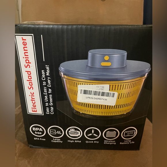 Electric Salad Spinner.  USB & reusable Salad dressing bottle included (Blue) - Picture 10 of 12